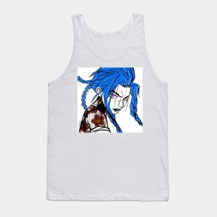 punk blue haired style warrior girl ecopop Tank Top